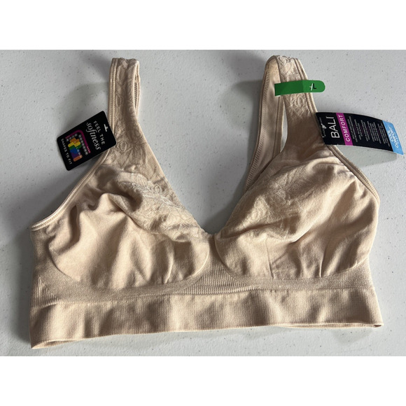 Bali Comfort Revolution cool flex Fit Wireless Bra beige Large 38 40 NWT - Picture 1 of 10